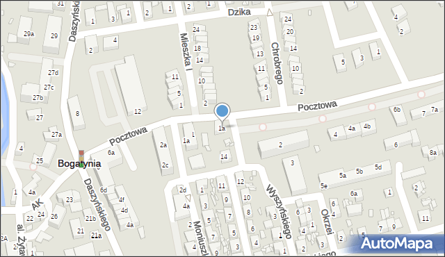 Bogatynia, Pocztowa, 1a, mapa Bogatynia