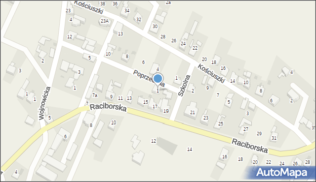 Bojanów, Poprzeczna, 1, mapa Bojanów