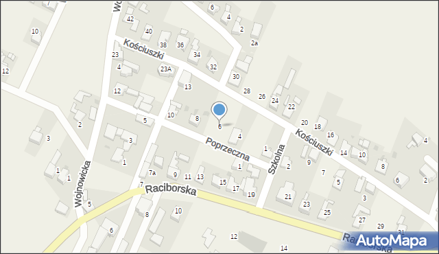 Bojanów, Poprzeczna, 6, mapa Bojanów