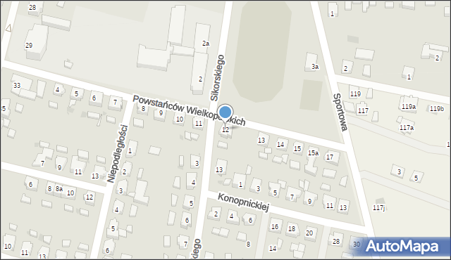 Bojanowo, Powstańców Wielkopolskich, 12, mapa Bojanowo