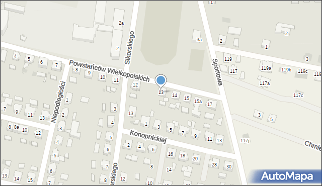 Bojanowo, Powstańców Wielkopolskich, 13, mapa Bojanowo