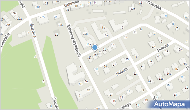 Bolesławiec, Powstańców Warszawy, 25, mapa Bolesławca