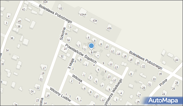 Bolesławiec, Powstańców Śląskich, 5, mapa Bolesławca