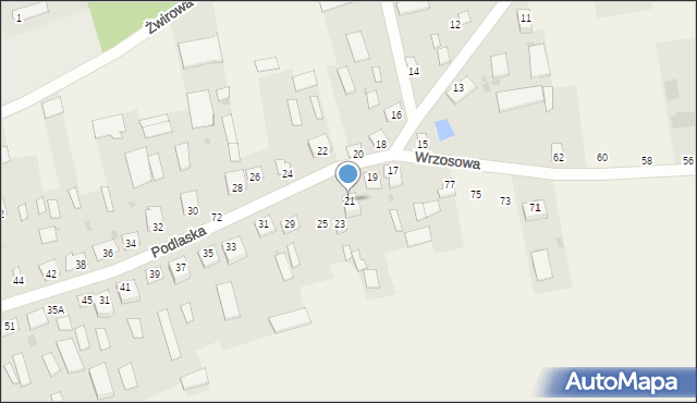 Borki Siedleckie, Podlaska, 21, mapa Borki Siedleckie