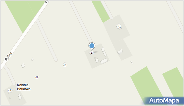 Borkowo, Polna, 43, mapa Borkowo