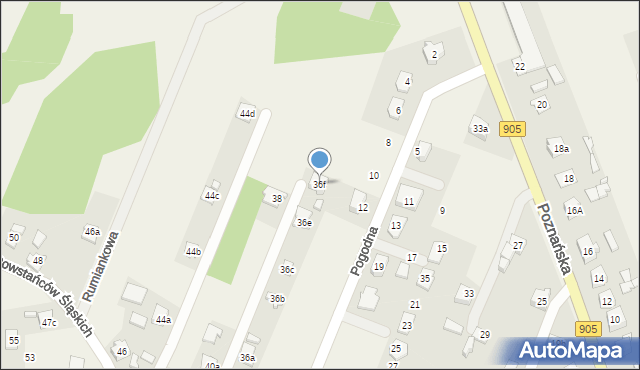 Boronów, Powstańców Śląskich, 36f, mapa Boronów