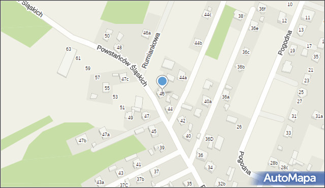 Boronów, Powstańców Śląskich, 46, mapa Boronów