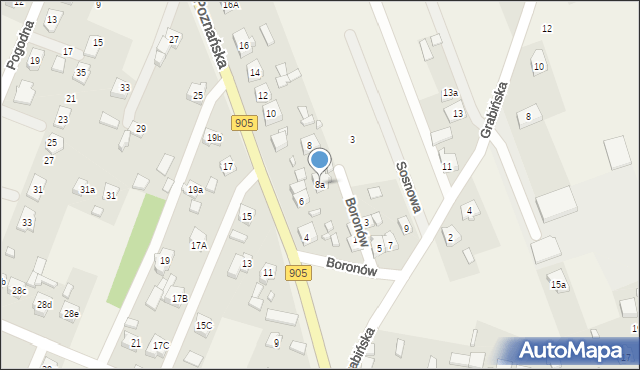 Boronów, Poznańska, 8a, mapa Boronów
