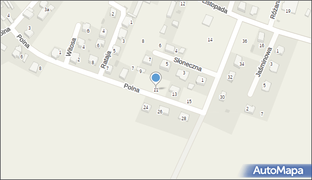 Borów, Polna, 11, mapa Borów