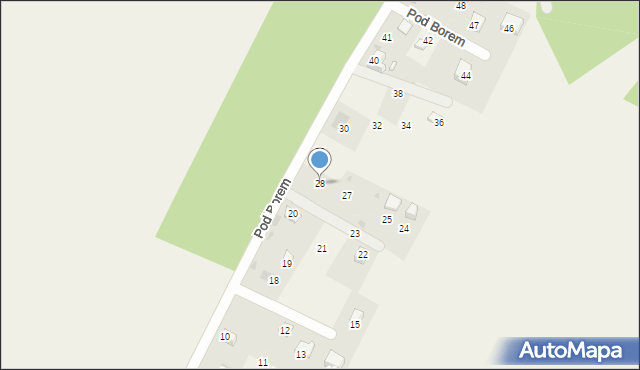 Borowiany, Pod Borem, 28, mapa Borowiany