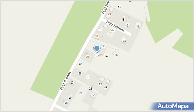 Borowiany, Pod Borem, 32, mapa Borowiany