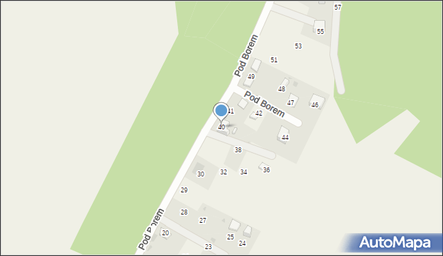 Borowiany, Pod Borem, 40, mapa Borowiany