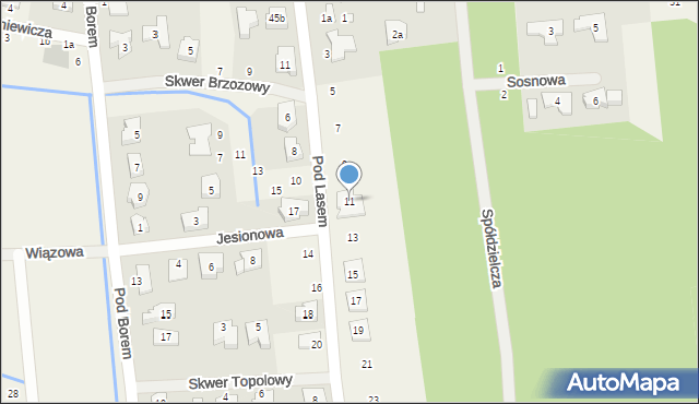Borówiec, Pod Lasem, 11, mapa Borówiec
