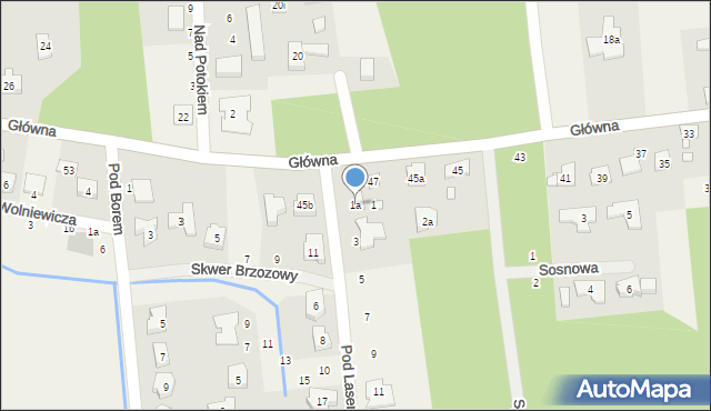 Borówiec, Pod Lasem, 1a, mapa Borówiec