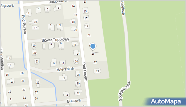 Borówiec, Pod Lasem, 25, mapa Borówiec