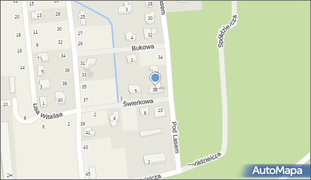 Borówiec, Pod Lasem, 38, mapa Borówiec
