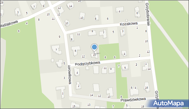 Borówiec, Podgrzybkowa, 10, mapa Borówiec