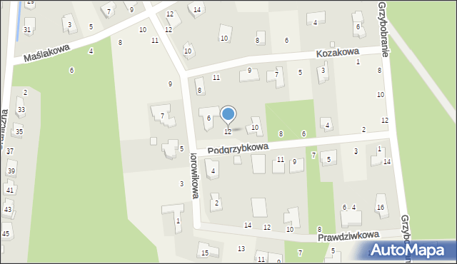 Borówiec, Podgrzybkowa, 12, mapa Borówiec