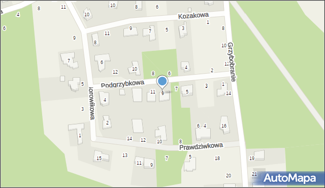 Borówiec, Podgrzybkowa, 9, mapa Borówiec