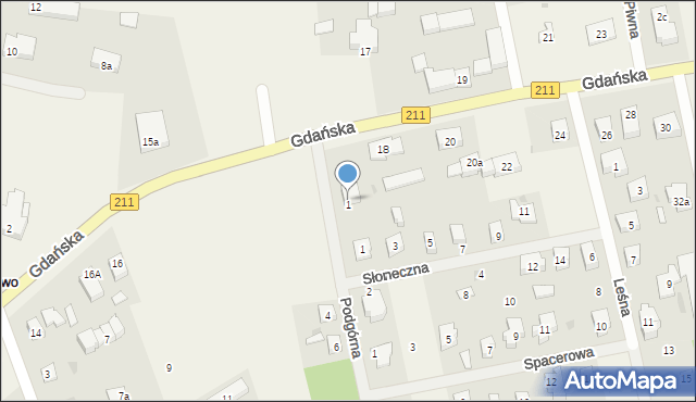 Borowo, Podgórna, 1, mapa Borowo