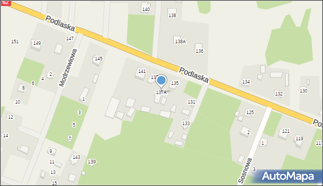 Borzychy, Podlaska, 137A, mapa Borzychy