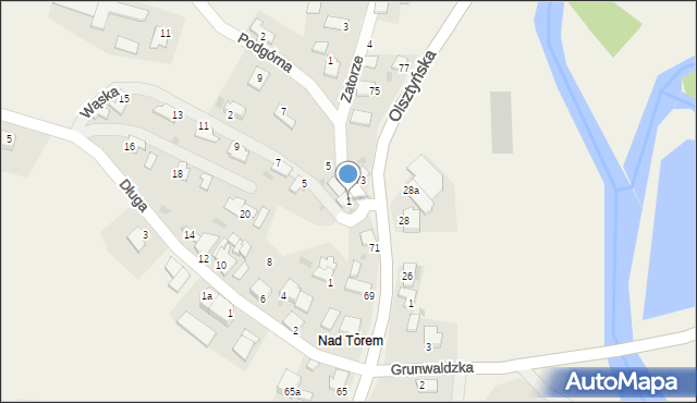 Bratian, Podgórna, 1, mapa Bratian