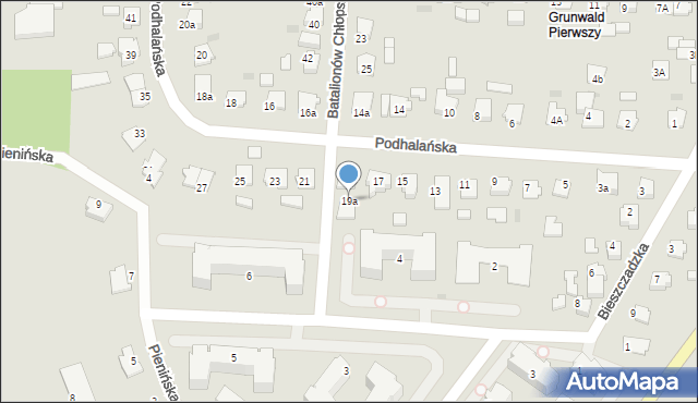 Brodnica, Podhalańska, 19a, mapa Brodnica