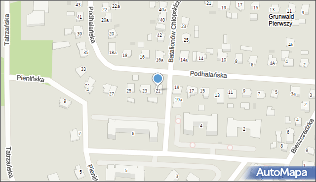 Brodnica, Podhalańska, 21, mapa Brodnica