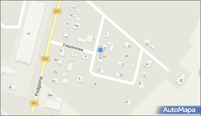 Brodnica, Południowa, 11, mapa Brodnica