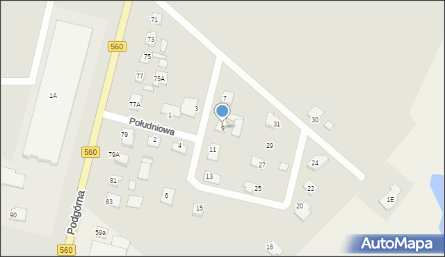 Brodnica, Południowa, 9, mapa Brodnica