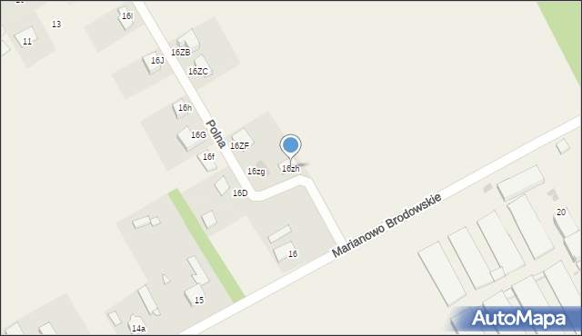 Brodowo, Polna, 16zh, mapa Brodowo
