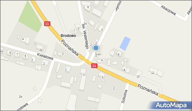 Brodowo, Poznańska, 2, mapa Brodowo