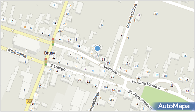Brusy, Pocztowa, 11, mapa Brusy