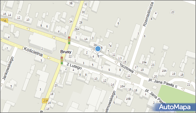 Brusy, Pocztowa, 6, mapa Brusy