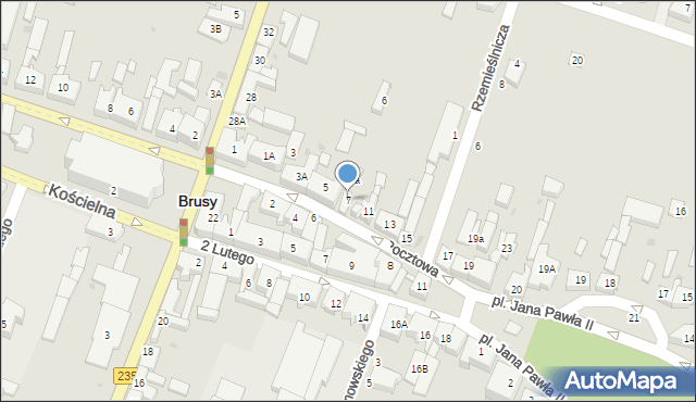 Brusy, Pocztowa, 7, mapa Brusy