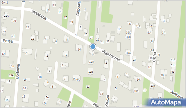 Brwinów, Poprzeczna, 12, mapa Brwinów