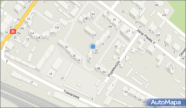 Brzeg, Popiełuszki Jerzego, bł. ks., 20, mapa Brzeg