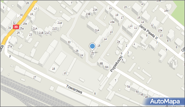 Brzeg, Popiełuszki Jerzego, bł. ks., 22, mapa Brzeg