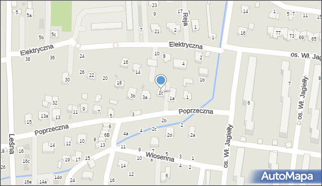 Brzesko, Poprzeczna, 1c, mapa Brzesko