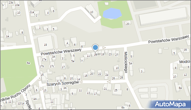 Brzesko, Powstańców Warszawy, 15, mapa Brzesko