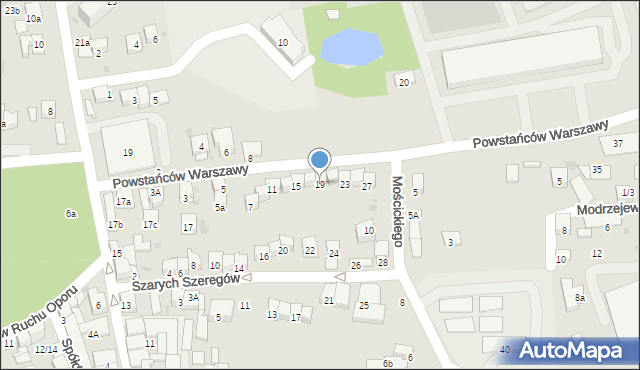 Brzesko, Powstańców Warszawy, 19, mapa Brzesko