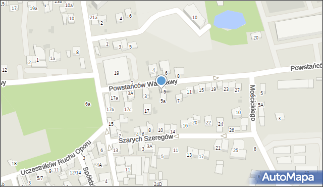 Brzesko, Powstańców Warszawy, 5b, mapa Brzesko