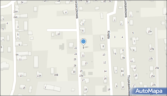 Brzezia Łąka, Porzeczkowa, 9, mapa Brzezia Łąka