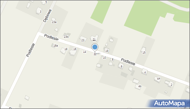 Brzeziny, Podlesie, 12, mapa Brzeziny