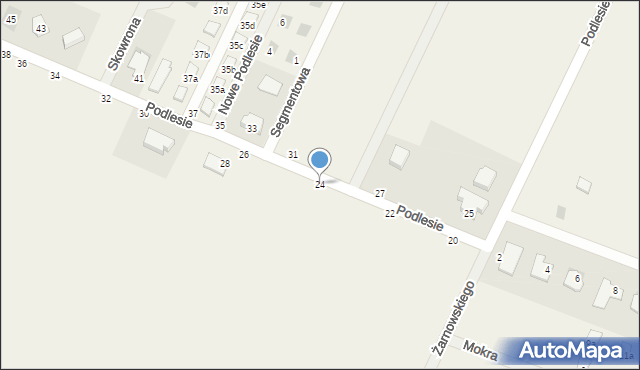 Brzeziny, Podlesie, 24, mapa Brzeziny