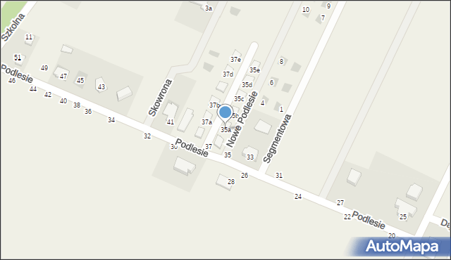 Brzeziny, Podlesie, 35a, mapa Brzeziny