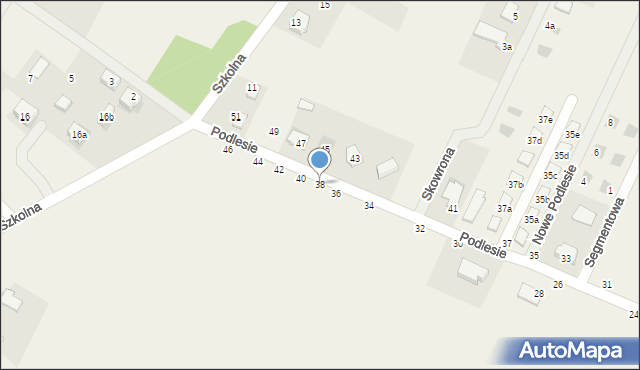 Brzeziny, Podlesie, 38, mapa Brzeziny