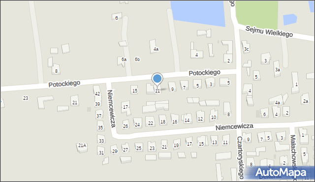 Brzeziny, Potockiego Ignacego, 11, mapa Brzeziny