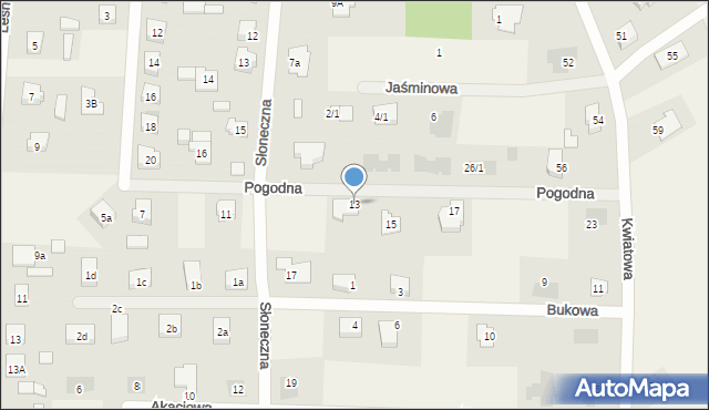 Brzeźno, Pogodna, 13, mapa Brzeźno