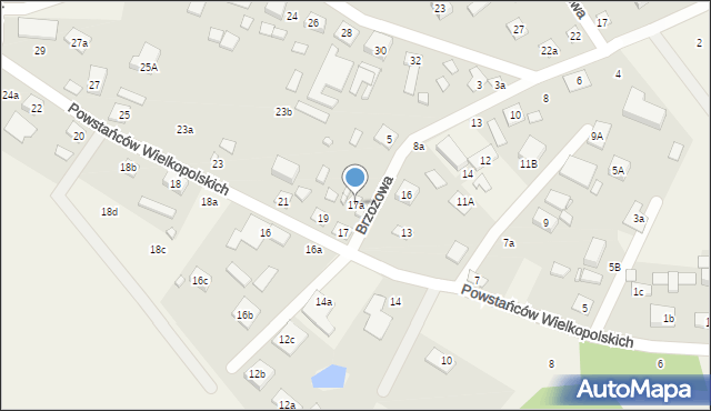 Brzoza, Powstańców Wielkopolskich, 17a, mapa Brzoza
